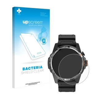Front side of a product packaging with the brand logo upscreen. Next to it is the device Mobvoi Ticwatch Atlas shown with the 