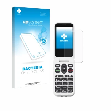 Front side of a product packaging with the brand logo upscreen. Next to it is the device Doro Leva L30 shown with the correspo