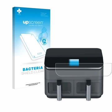 Front side of a product packaging with the brand logo upscreen. Next to it is the device Cosori CAF-R9 shown with the correspo