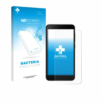 Front side of a product packaging with the brand logo upscreen. Next to it is the device ZTE Blade A35 lite shown with the cor