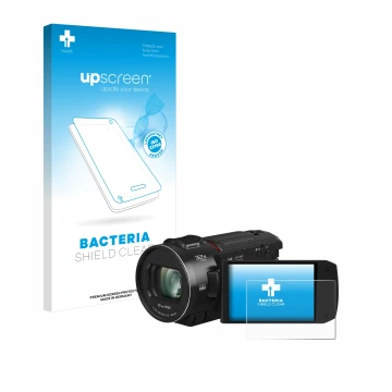 Front side of a product packaging with the brand logo upscreen. Next to it is the device Panasonic HC-VX3 shown with the corre