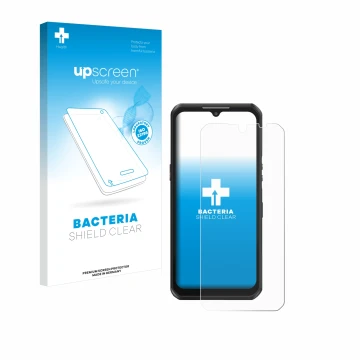 Front side of a product packaging with the brand logo upscreen. Next to it is the device Oukitel WP39 shown with the correspon