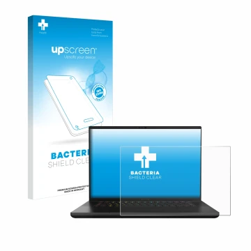 Front side of a product packaging with the brand logo upscreen. Next to it is the device Razer Blade 16 2024 shown with the co