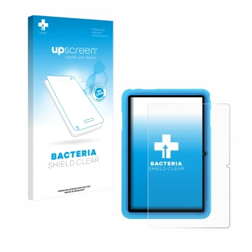 Front side of a product packaging with the brand logo upscreen. Next to it is the device Blackview Tab 8 Kids shown with the c