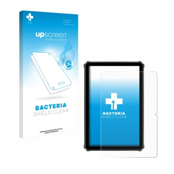 Front side of a product packaging with the brand logo upscreen. Next to it is the device Oukitel RT9 shown with the correspond