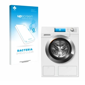 Front side of a product packaging with the brand logo upscreen. Next to it is the device Miele WEH875 shown with the correspon