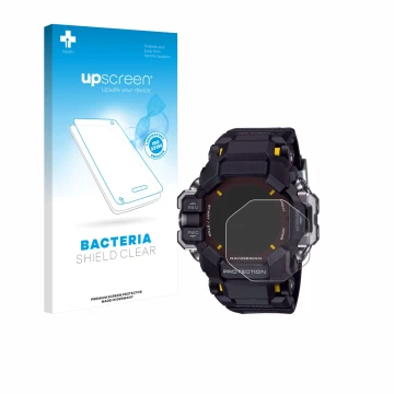 Front side of a product packaging with the brand logo upscreen. Next to it is the device Casio G-Shock GPR-H 1000 shown with t