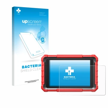 Front side of a product packaging with the brand logo upscreen. Next to it is the device Launch X-431 PROS Elite Pro 5 shown w
