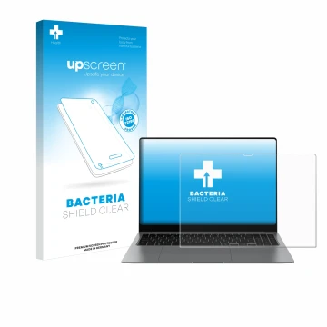 Front side of a product packaging with the brand logo upscreen. Next to it is the device Samsung Galaxy Book5 Pro 16