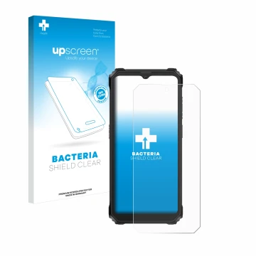 Front side of a product packaging with the brand logo upscreen. Next to it is the device Blackview BV6200 Plus shown with the 