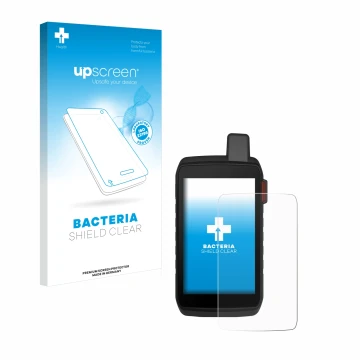 Front side of a product packaging with the brand logo upscreen. Next to it is the device Garmin Montana 710i shown with the co