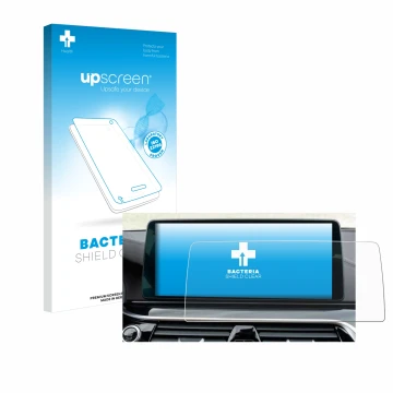 Front side of a product packaging with the brand logo upscreen. Next to it is the device BMW Facelift G31 (LCI) (2021) 12.3