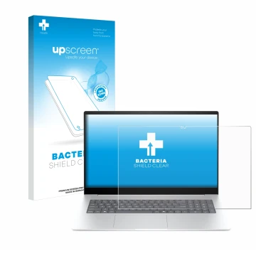 Front side of a product packaging with the brand logo upscreen. Next to it is the device HP Envy 17-da0777ng shown with the co