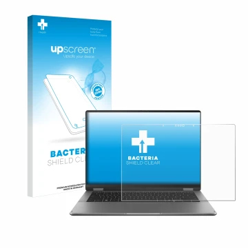 Front side of a product packaging with the brand logo upscreen. Next to it is the device ASUS Vivobook 14 Flip TP3407 shown wi