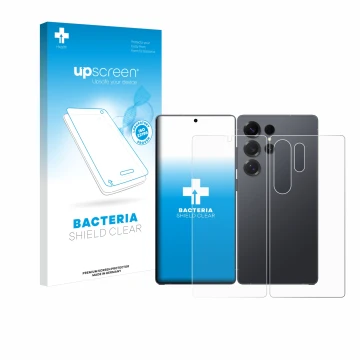 Front side of a product packaging with the brand logo upscreen. Next to it is the device Samsung Galaxy S25 Ultra (Front+Back)