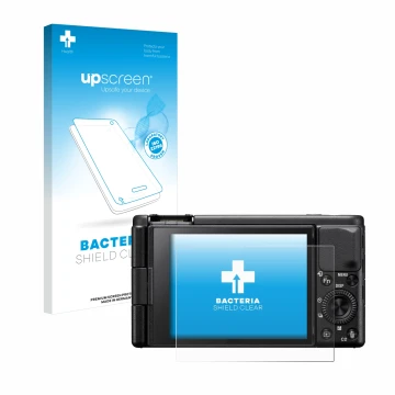 Front side of a product packaging with the brand logo upscreen. Next to it is the device Sony ZV-1A shown with the correspondi