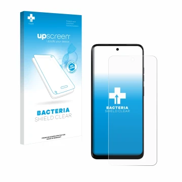 Front side of a product packaging with the brand logo upscreen. Next to it is the device Motorola Moto E15 shown with the corr