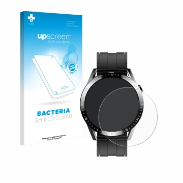 Front side of a product packaging with the brand logo upscreen. Next to it is the device Tracer Smartwatch SM9 shown with the 