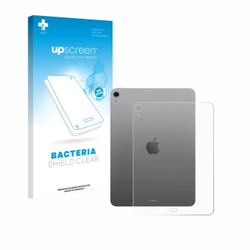 Front side of a product packaging with the brand logo upscreen. Next to it is the device Apple iPad Air 11
