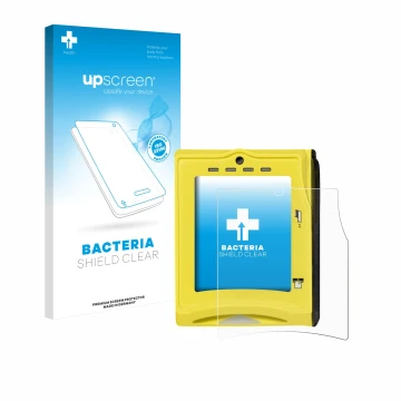 Front side of a product packaging with the brand logo upscreen. Next to it is the device Nayax VPOS TOUCH shown with the corre