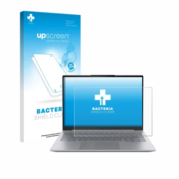 Front side of a product packaging with the brand logo upscreen. Next to it is the device Lenovo ThinkBook 14 Gen 8 shown with 