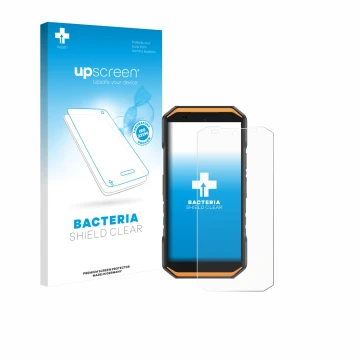 Front side of a product packaging with the brand logo upscreen. Next to it is the device Ulefone Armor X32 shown with the corr