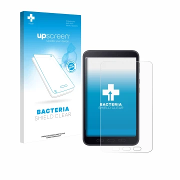 Front side of a product packaging with the brand logo upscreen. Next to it is the device Samsung galaxy Tab Active 5 5G Enterp