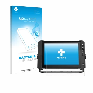 Front side of a product packaging with the brand logo upscreen. Next to it is the device Lowrance Elite FS 10 shown with the c