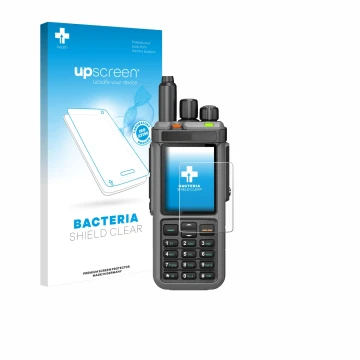 Front side of a product packaging with the brand logo upscreen. Next to it is the device Radtel RT-880 shown with the correspo