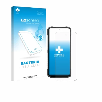 Front side of a product packaging with the brand logo upscreen. Next to it is the device Doogee Blade 20 Turbo shown with the 