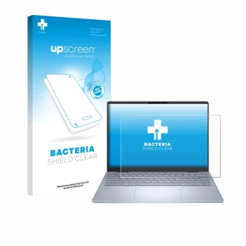Front side of a product packaging with the brand logo upscreen. Next to it is the device Dell 14 Plus Laptop shown with the co