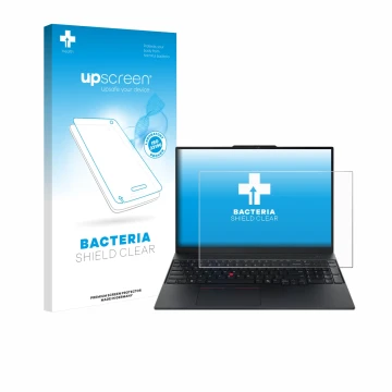 Front side of a product packaging with the brand logo upscreen. Next to it is the device Lenovo ThinkPad E16 Gen 3 shown with 