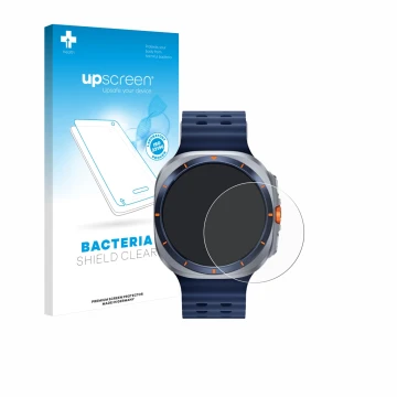 Front side of a product packaging with the brand logo upscreen. Next to it is the device Samsung Galaxy Watch Ultra 2 (47 mm) 