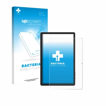 Front side of a product packaging with the brand logo upscreen. Next to it is the device Doogee Tab E3 Pro 13 shown with the c