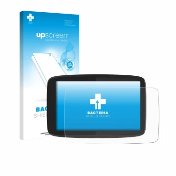 Front side of a product packaging with the brand logo upscreen. Next to it is the device TomTom GO Camper Tour shown with the 