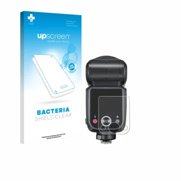 Front side of a product packaging with the brand logo upscreen. Next to it is the device Godox V100 shown with the correspondi