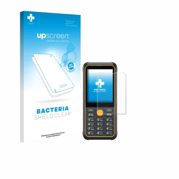 Front side of a product packaging with the brand logo upscreen. Next to it is the device Ulefone Armor Mini 4 shown with the c