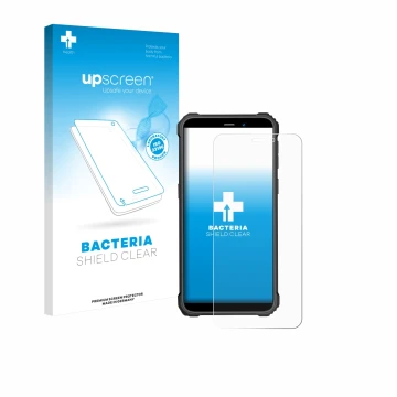 Front side of a product packaging with the brand logo upscreen. Next to it is the device Oukitel WP32 Pro shown with the corre