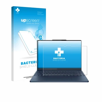 Front side of a product packaging with the brand logo upscreen. Next to it is the device Lenovo Yoga Pro 9i Gen 10 Aura Editio