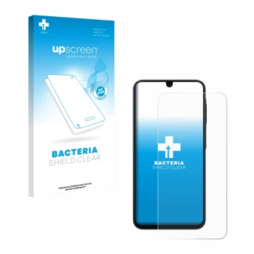 Front side of a product packaging with the brand logo upscreen. Next to it is the device Samsung Galaxy A17 4G shown with the 