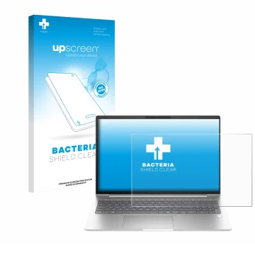 Front side of a product packaging with the brand logo upscreen. Next to it is the device HP EliteBook 6 G1i 13 shown with the 