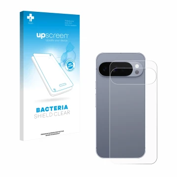 Front side of a product packaging with the brand logo upscreen. Next to it is the device Google Pixel 10 Pro XL (Back) shown w