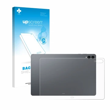 Front side of a product packaging with the brand logo upscreen. Next to it is the device Samsung Galaxy Tab S11 Ultra (Back) s