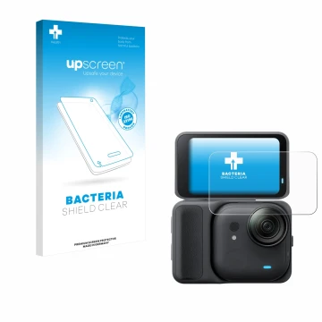 Front side of a product packaging with the brand logo upscreen. Next to it is the device Insta360 Go Ultra shown with the corr