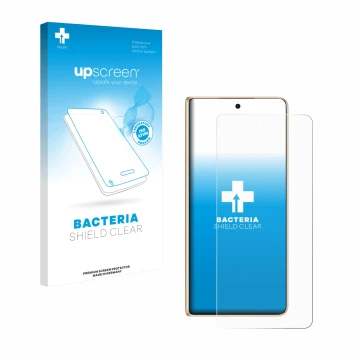 Front side of a product packaging with the brand logo upscreen. Next to it is the device Honor Magic V5 shown with the corresp