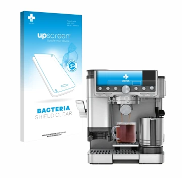 Front side of a product packaging with the brand logo upscreen. Next to it is the device Ninja Luxe Cafe Pro ES701EU shown wit