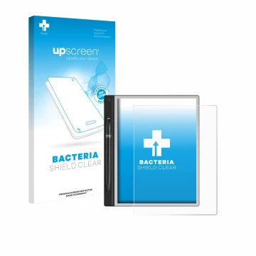 Front side of a product packaging with the brand logo upscreen. Next to it is the device Montblanc Digital Paper shown with th