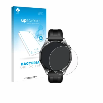 Front side of a product packaging with the brand logo upscreen. Next to it is the device Huawei Watch GT 6 (46 mm) shown with 