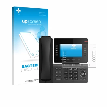 Front side of a product packaging with the brand logo upscreen. Next to it is the device Snom D865 shown with the correspondin