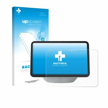 Front side of a product packaging with the brand logo upscreen. Next to it is the device Amazon Echo Show 11 2025 shown with t